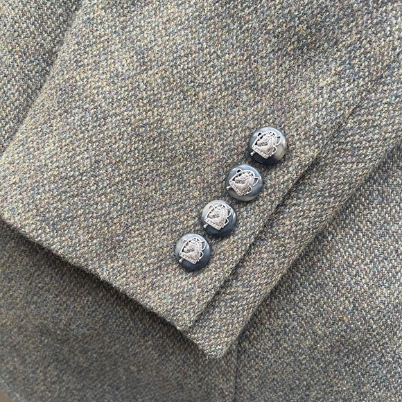 Classic Ralph Lauren Olive Green Lamb's Wool Lined Tweed Blazer - Picture 9 of 11